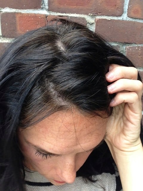 showing what hair looks like 2 weeks after using hairprint. it is a little faded but not much.