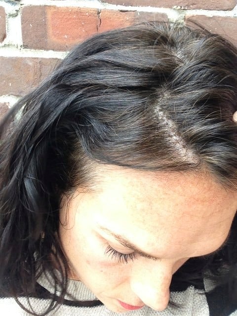showing what hair looks like 2 weeks after using hairprint. it is a little faded but not much.