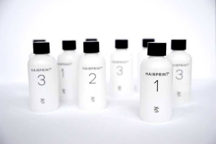 the white numbered bottles that come in the hairprint kit all lined up