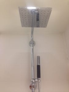 the showerhead at the boston element hotel in the seaport