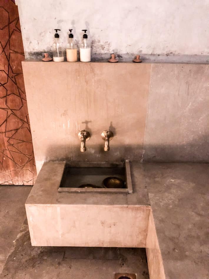 a moroccan hammam hot stone room is very basic and geometric 