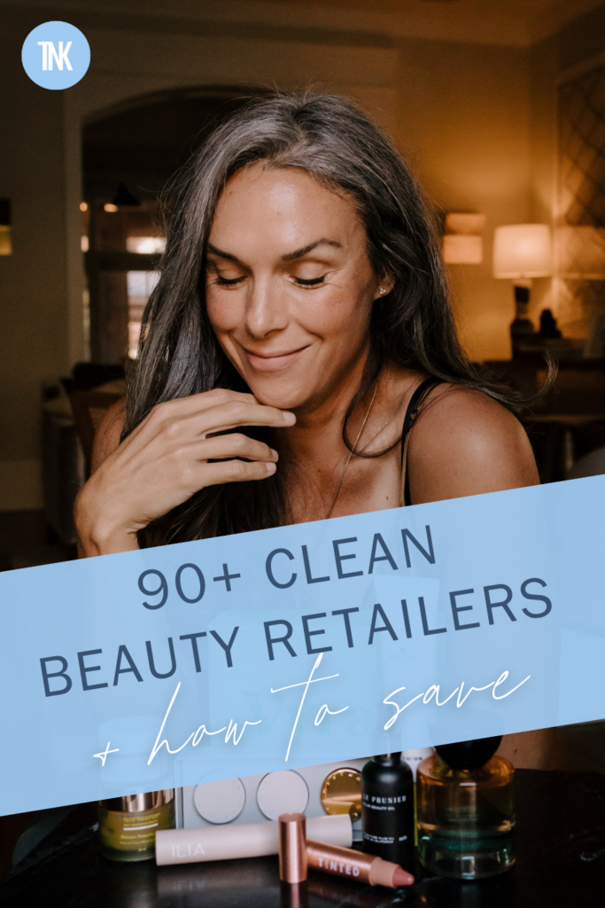 A woman with clean beauty products.
