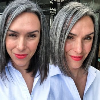 gray hair cut before and after