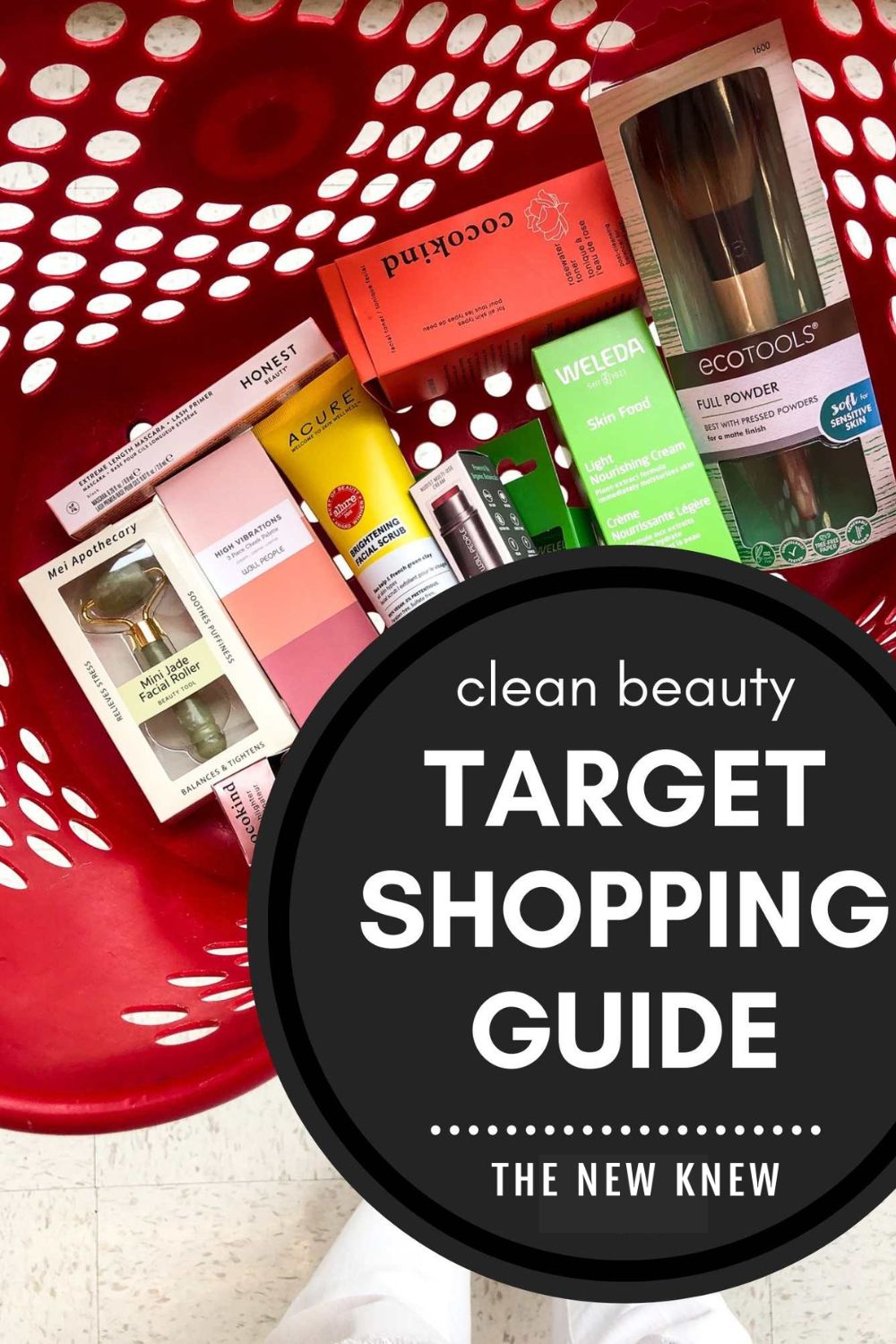 A target basket filled with clean beauty products