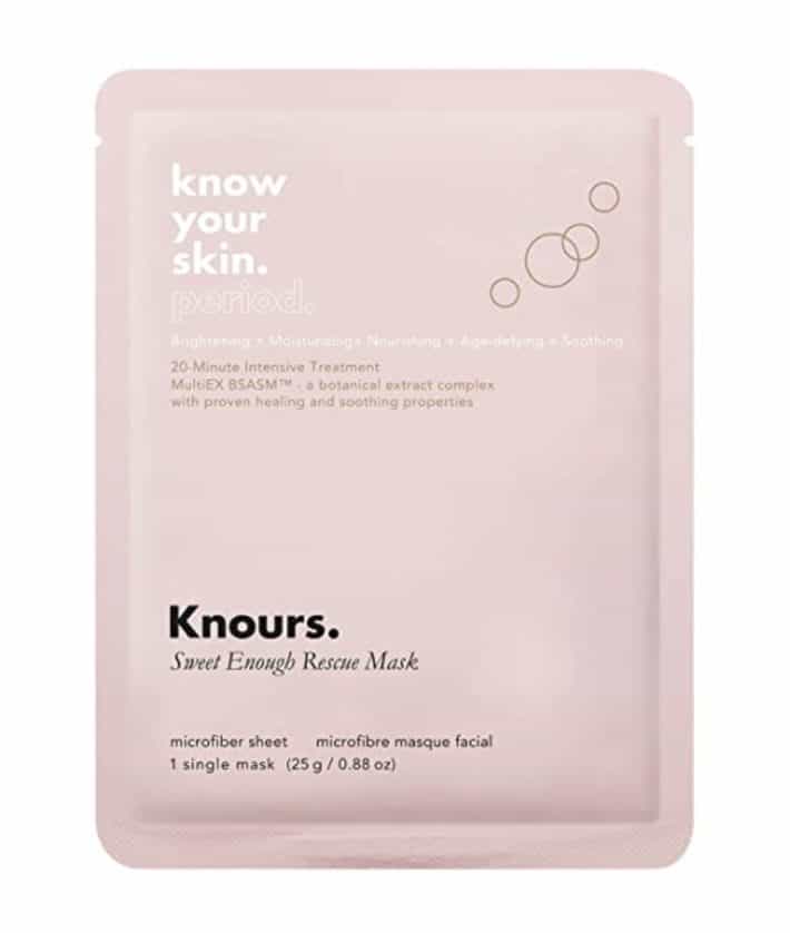 knours sheet mask in pink packaging
