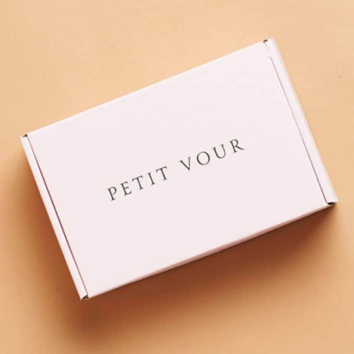pink delivery box with Petit Vour logo
