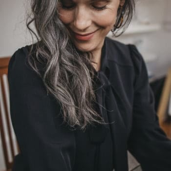 woman with wavy gray hair