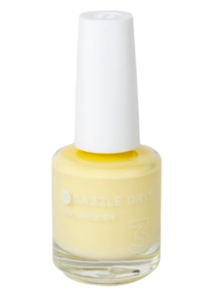 A bottle of Dazzle Dry Frozen Lemonade nail polish.