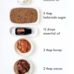 The ingredients for a body polish you can make at home are laid out on a table.