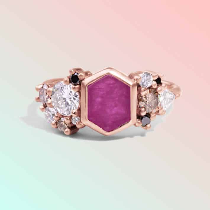 colorful pink stone ring