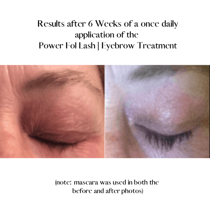 Before and after using Maya Chia Power Fol Lash Eyebrow treatment
