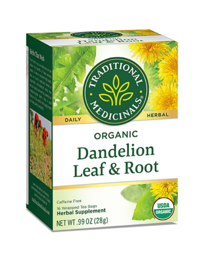 box of dandelion leaf and root tea