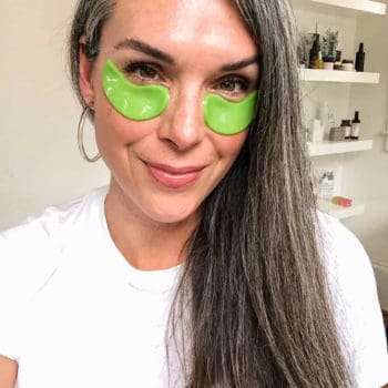 A woman wearing eye gels