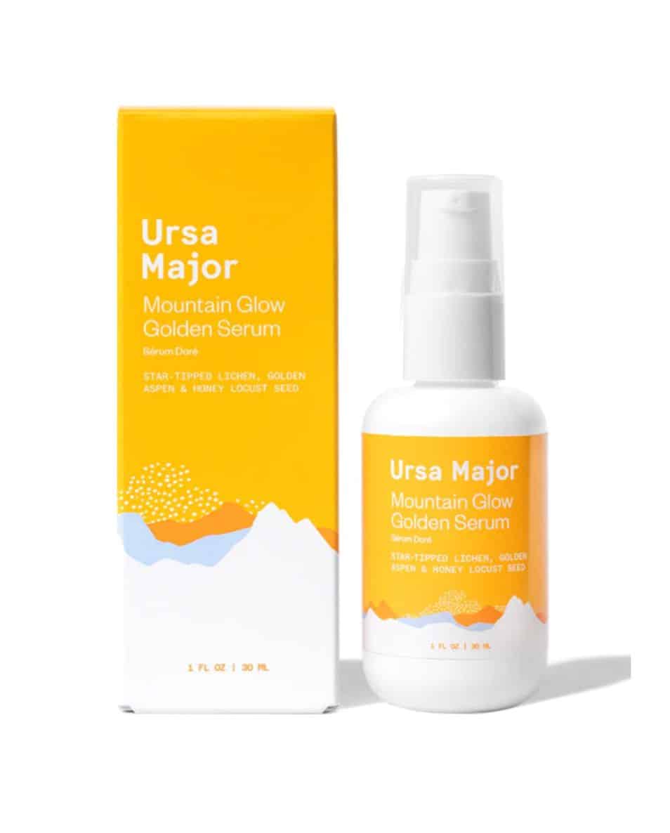 a container and package of ursa major mountain glow golden serum