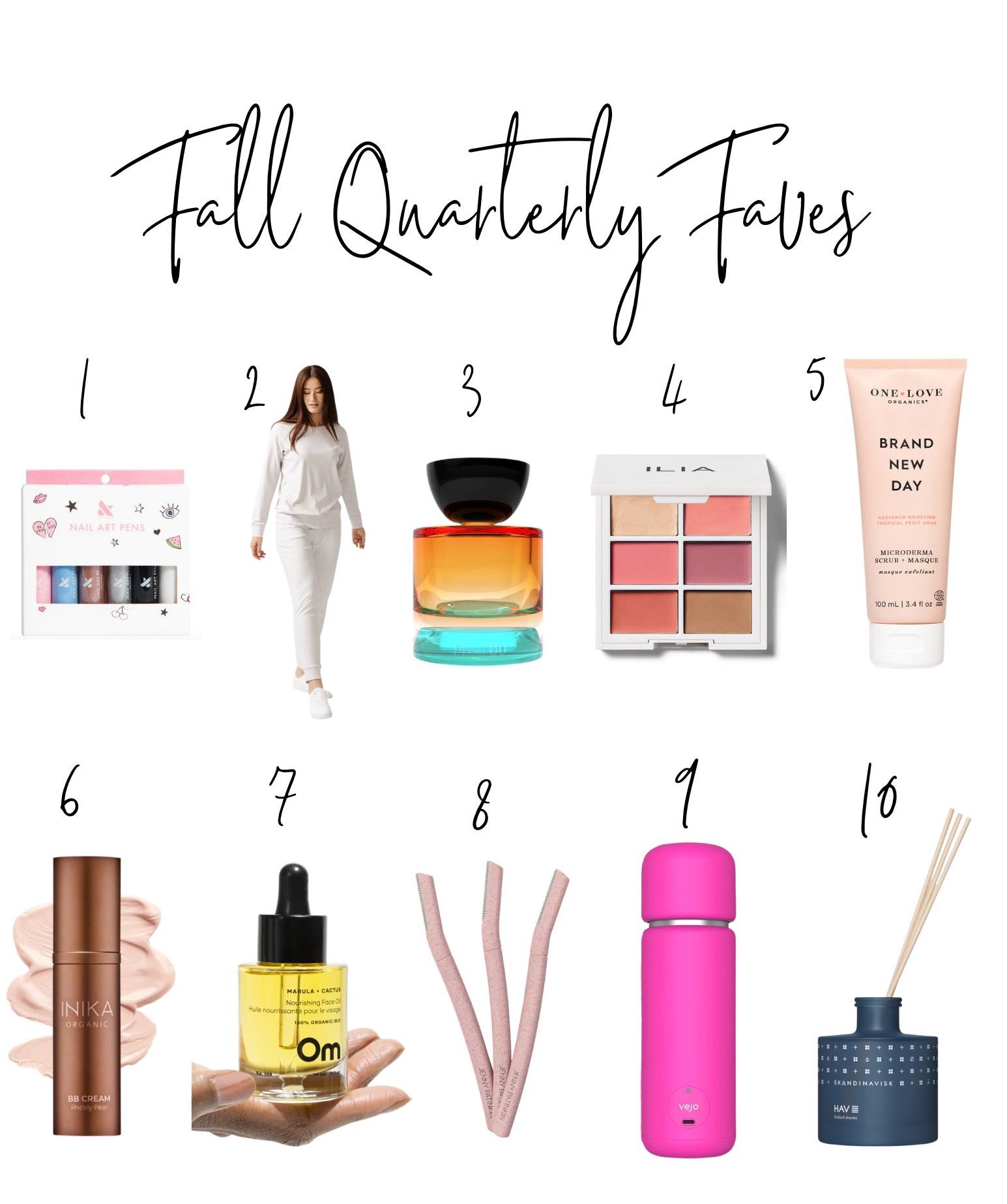 a collection of ten clean beauty items