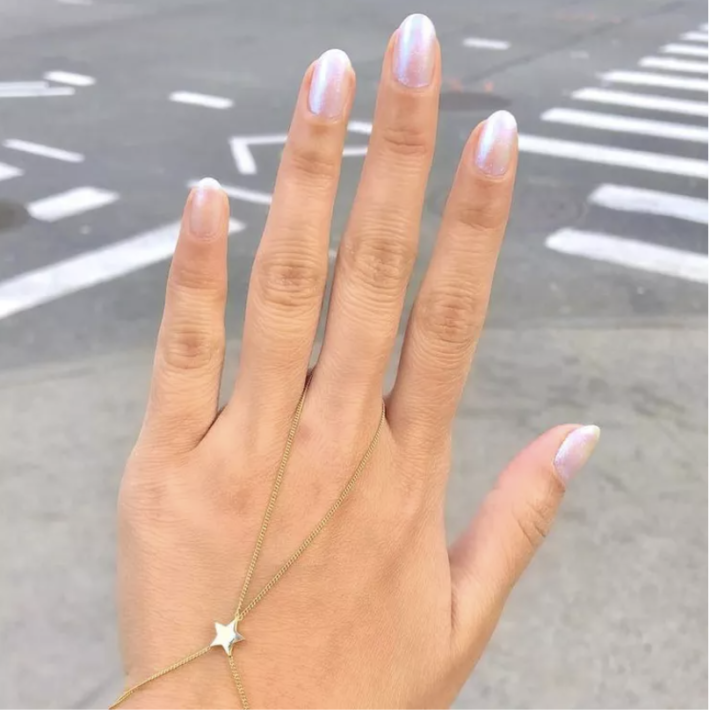 A shimmery nail polish