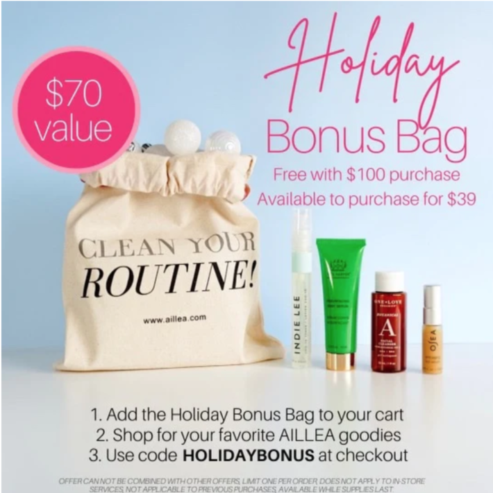 The AILLEA holiday bonus bag.