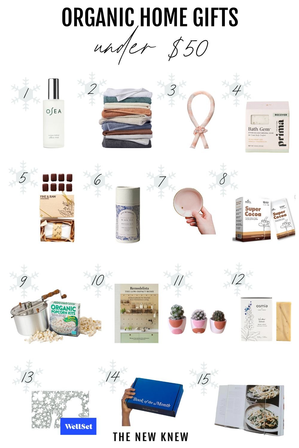 A collection of organic items as part of the TNK under $50 gift guide. 