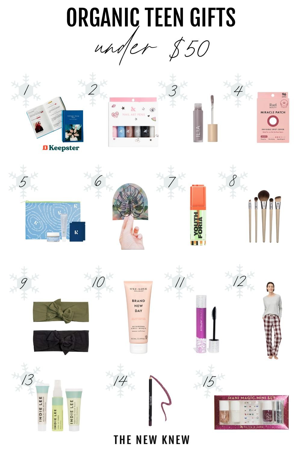 A collection of 15 products under $50 that are organic and good picks as gifts for teens.