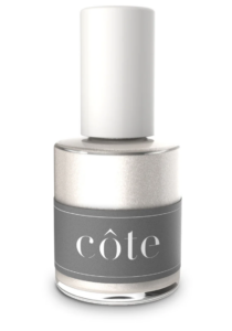 A bottle of Cote No. 103 Muted Shimmery Silver Nail Polish.