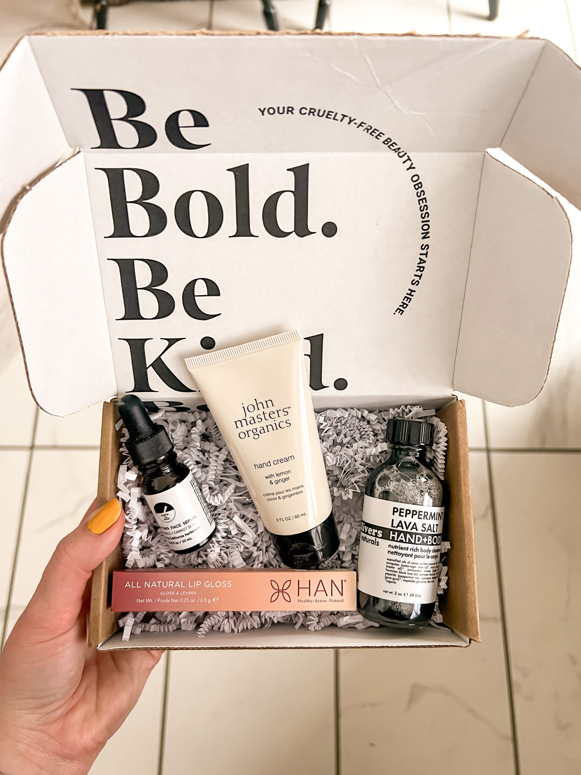 A beauty box with clean products from petit vour.
