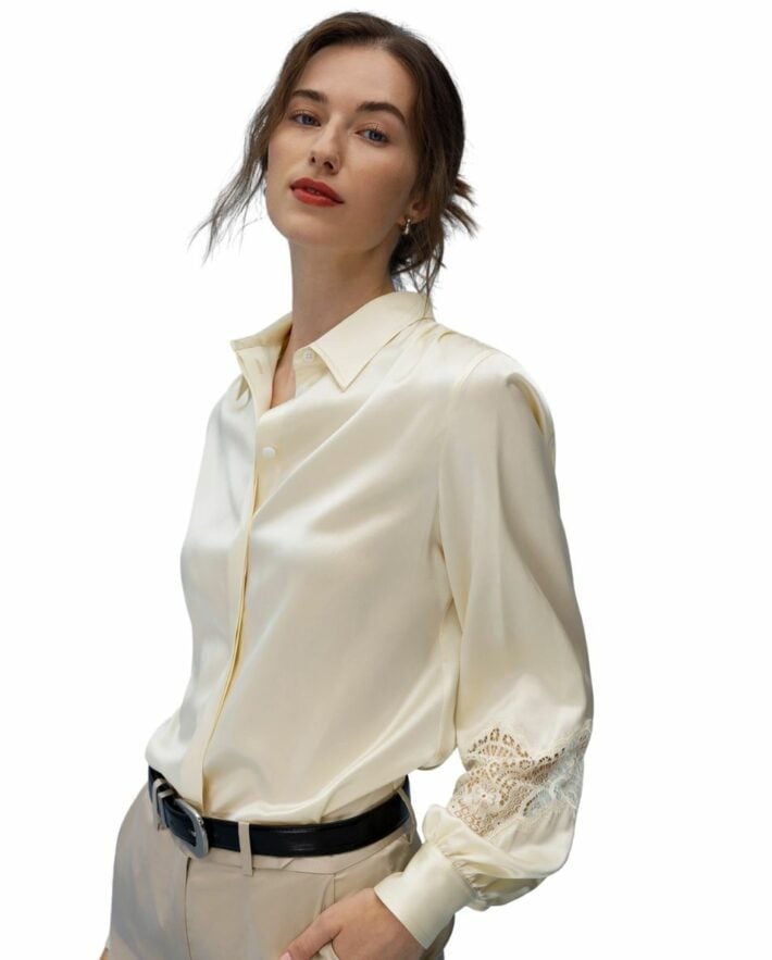 The Armeria Lace Blouse from LILYSILK.