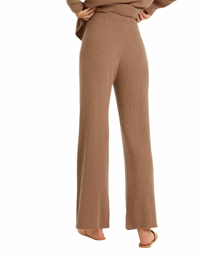 Women's Ribbed Pure Cashmere Wide Leg Pants from Lilysilk.