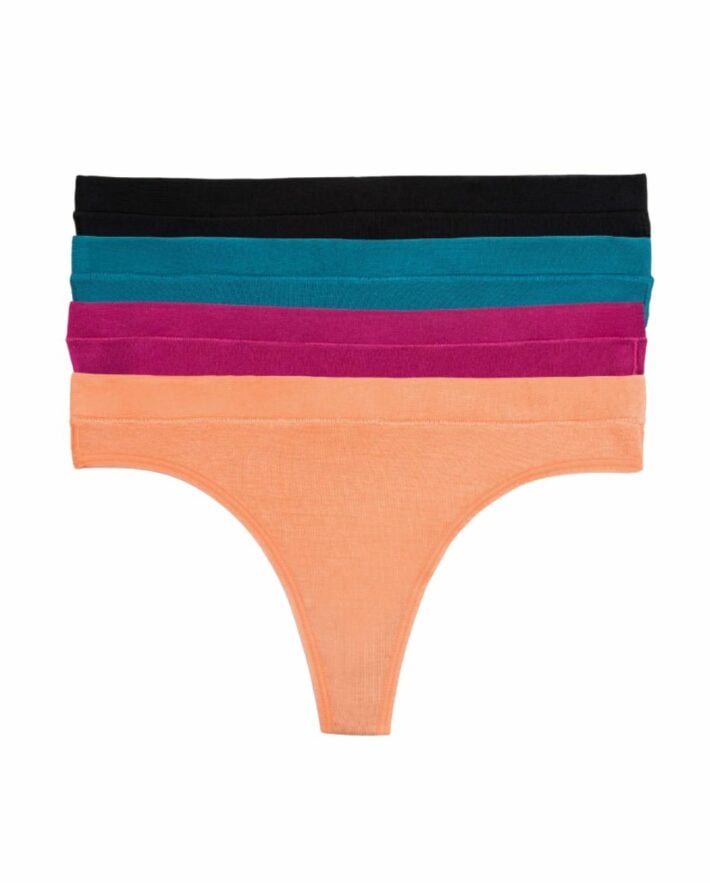 A set of four period underwear thongs.