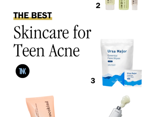a visual listing of five great products for teen acne