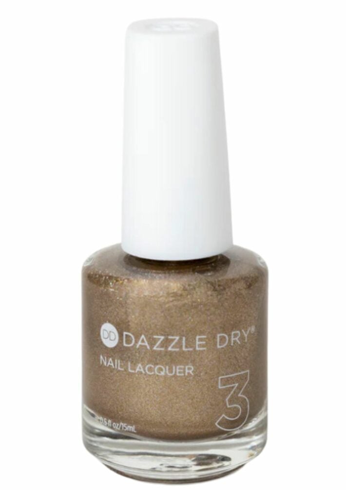 A bottle of Dazzle Dry Head Over Heels nail polish.