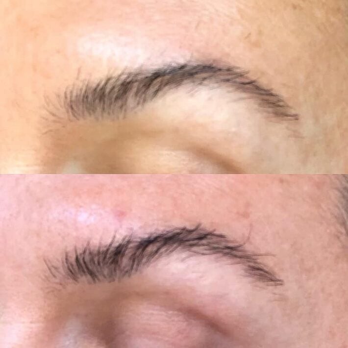 Before (top) and after (bottom) using Maya Chia: POWER FOL Eyelash & Eyebrow Growth Serum for 20 days.