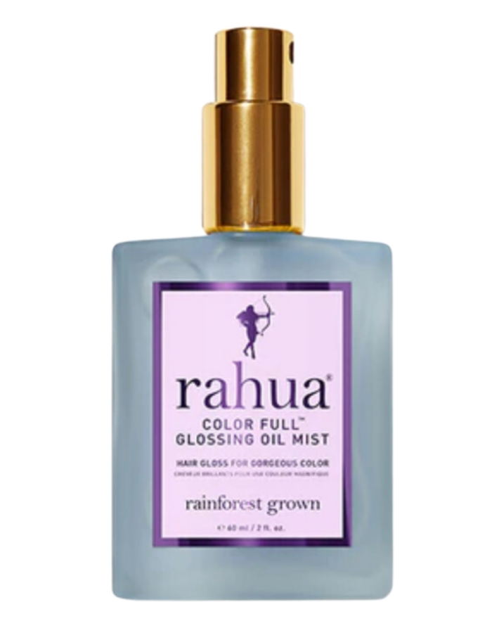 A bottle of rahua color full glossing oil mist.