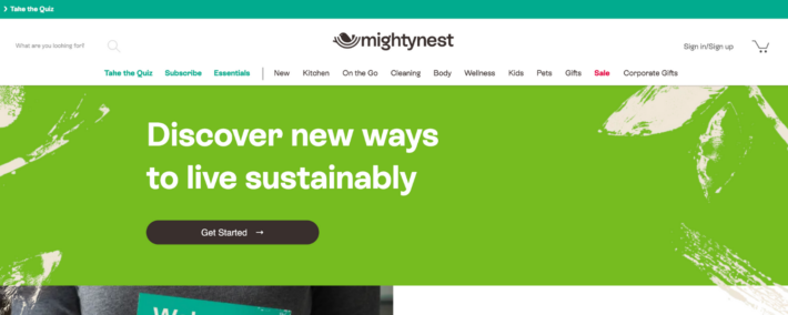 Mighty Nest homepage
