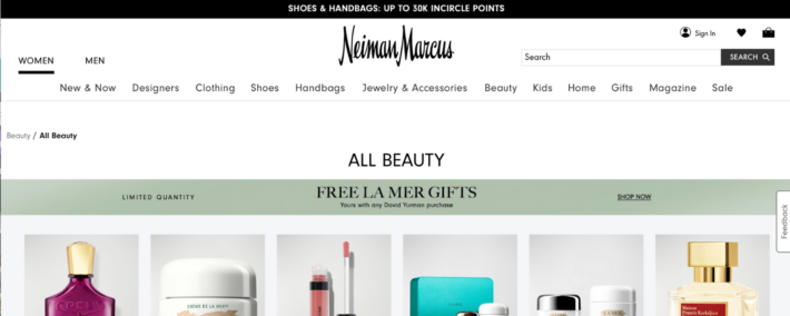 Neiman Marcus beauty homepage
