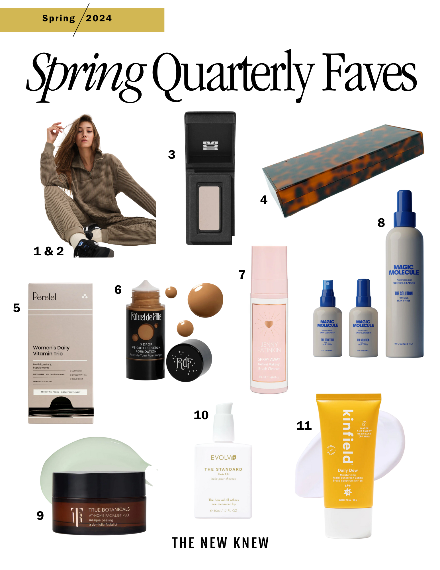 An assortment of images made into a collage of TNK Spring quarterly favorite products. 